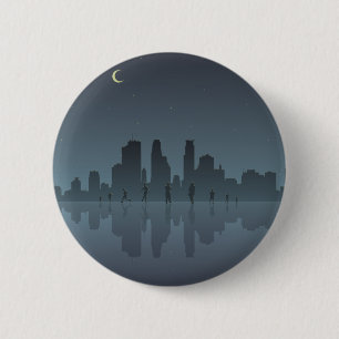 Night Skyline & Silhouettes 6 Cm Round Badge
