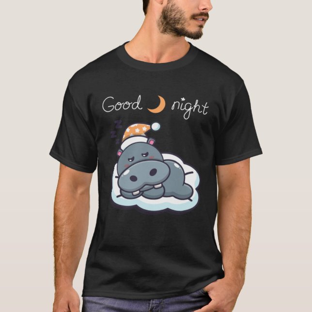 night sleeping dreaming baby hippo T-Shirt (Front)