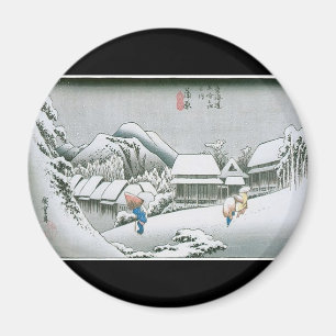 Night Snow at Kambara, Japan circa 1831-1834 Magnet