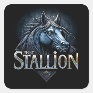 Night Stallion 2 Square Sticker