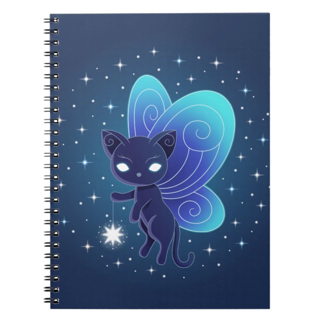 Night Star Fairy Pixie Cat Notebook (Front)
