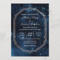 Night Star Sky Celestial Galaxy Wedding Invitation