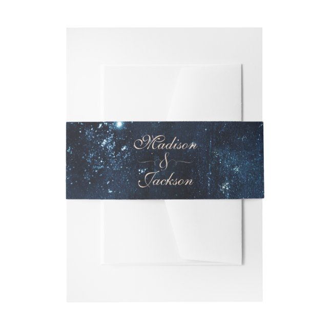 Night Star Sky Celestial Galaxy Wedding Monogram Invitation Belly Band (Front Example)