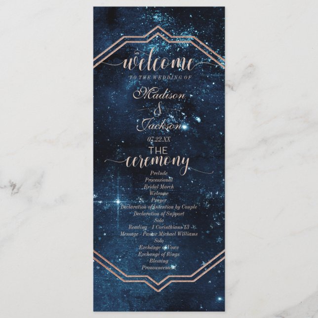 Night Star Sky Celestial Galaxy Wedding Program Programme (Front)