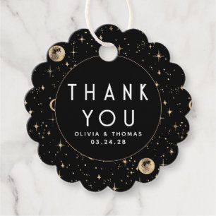 Night Stars Celestial Mystical Black Thank You Favour Tags