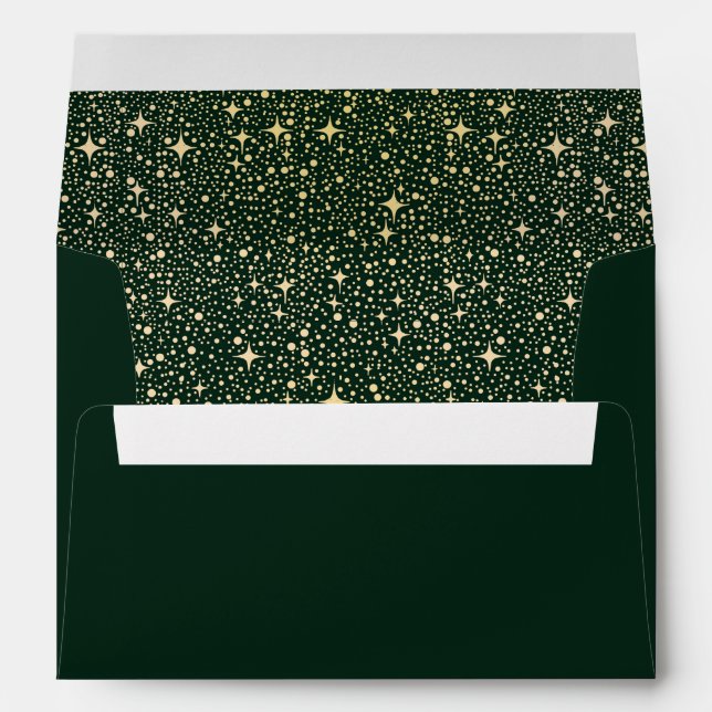 Night Stars Emerald Green and Gold Envelope (Back (Bottom))