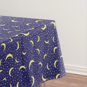Night Stars & Gold Half Moon Pattern Rectangle Tablecloth
