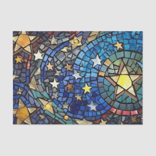 Night Stars Mosaic Decoupage Crafting Tissue Paper (Front)