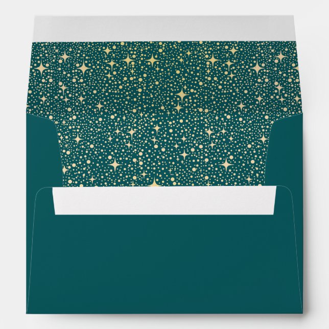 Night Stars Teal and Gold Envelope (Back (Bottom))