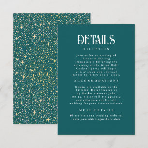 Night Stars Teal Wedding Details Enclosure Card