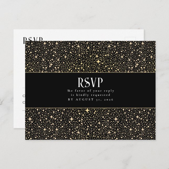 Night Stars Wedding RSVP Postcard (Front/Back)