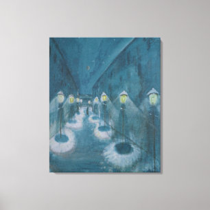 Night Street (Street By Night) (1922) Walter Grama Canvas Print