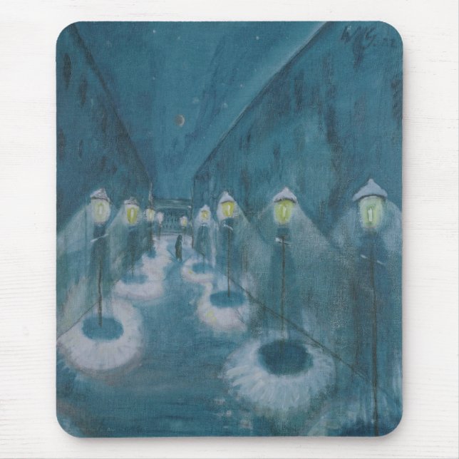 Night Street (Street By Night) (1922) Walter Grama Mouse Pad (Front)