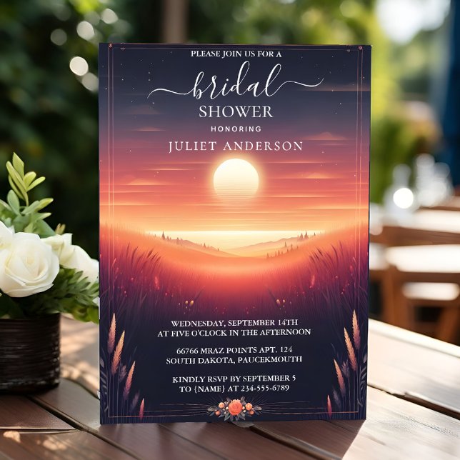 Night Sunset Moon Cloud Twilight Bridal Shower Invitation (Creator Uploaded)