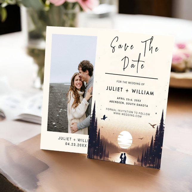 Night Sunset Stars Moon Cloud Twilight Wedding Save The Date (Creator Uploaded)