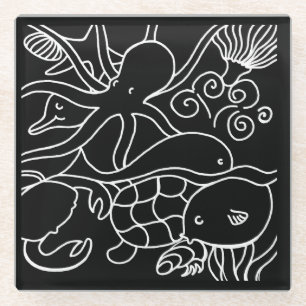 Night Swimming Glass Coaster