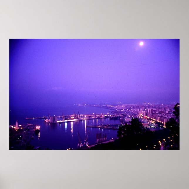 Night time, Malaga, Spain Poster (Front)