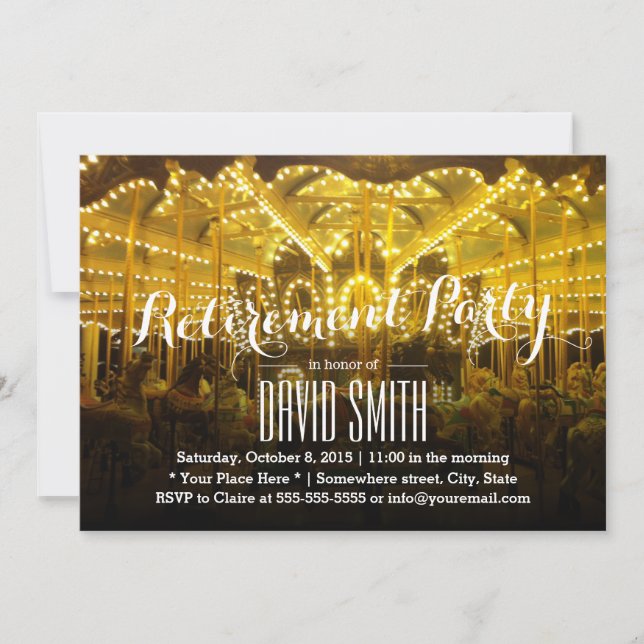 Night Time Merry Go Round Retirement Party Invitation (Front)