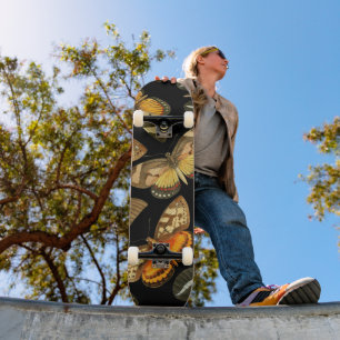 Night time moth and butterflies pattern skateboard