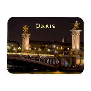 Night time over Pont Alexandre III bridge - Paris, Magnet