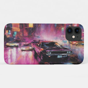 Night-time Street Racing in Vibrant City Case-Mate iPhone Case