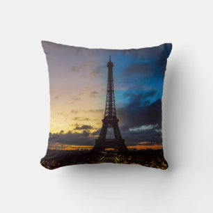 Night to Day over Eiffel tower from Trocadero Cushion