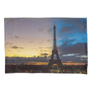 Night to Day over Eiffel tower from Trocadero Pillowcase