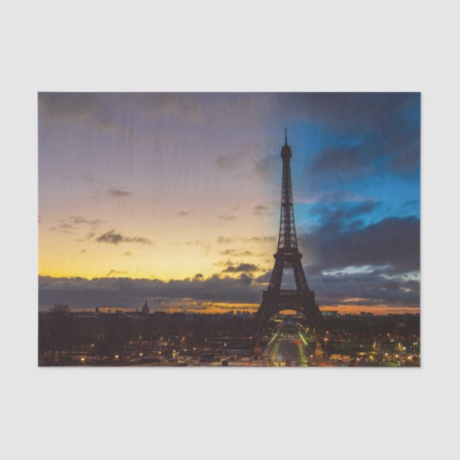 Night to Day over Eiffel tower from Trocadero Tissue Paper (Front)