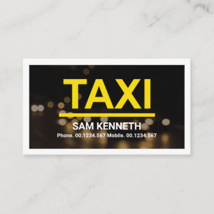 Night Traffic Lights Bokeh Taxi Driver Transport Business Card