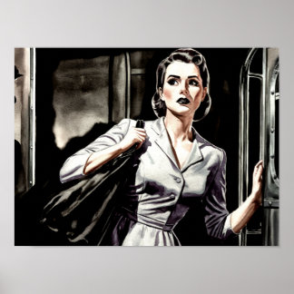 Night Train Poster Print Wall Art Noir 1940s retro