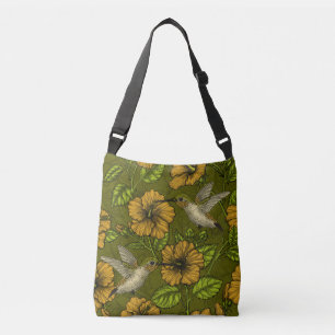 Night tropical garden yellow and green crossbody bag