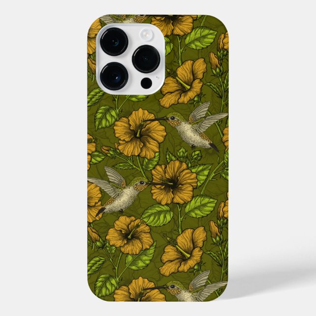 Night tropical garden yellow and green iPhone case (Back)