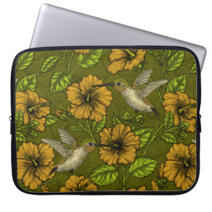 Night tropical garden yellow and green laptop sleeve