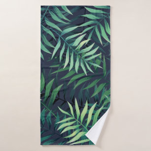 Night tropical leaves bath towel