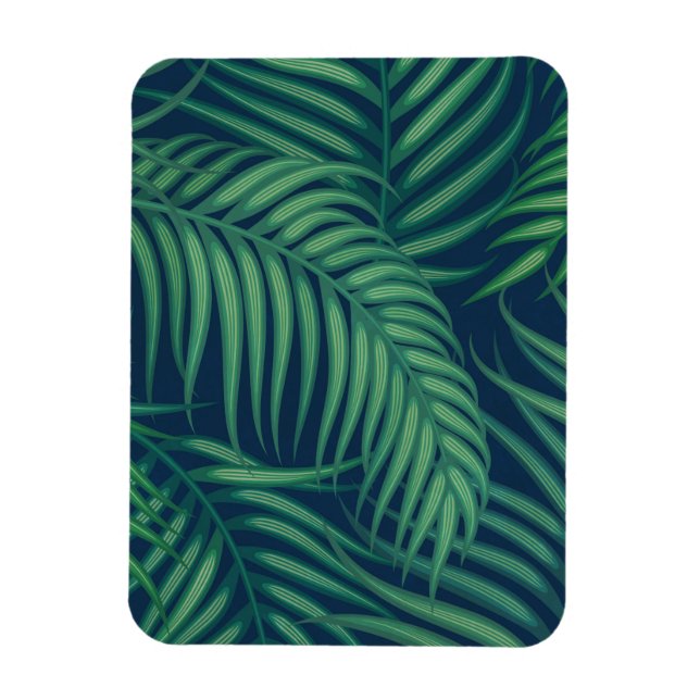Night Tropical Palm Leaves  Magnet (Vertical)
