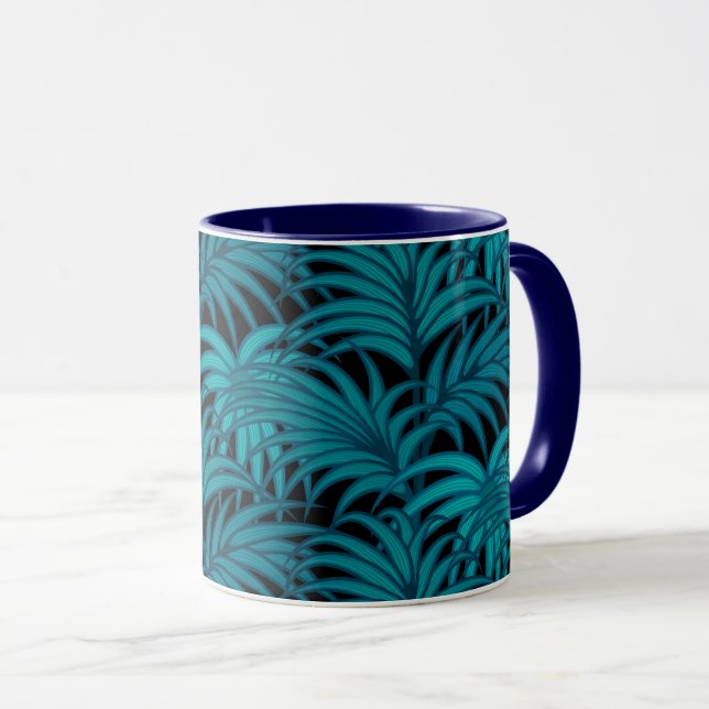 Night tropical palm leaves mug (Front Right)