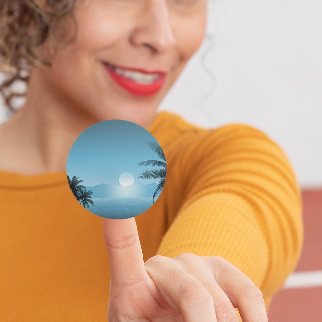 Night Tropical Scenic Classic Round Sticker (Creator Uploaded)