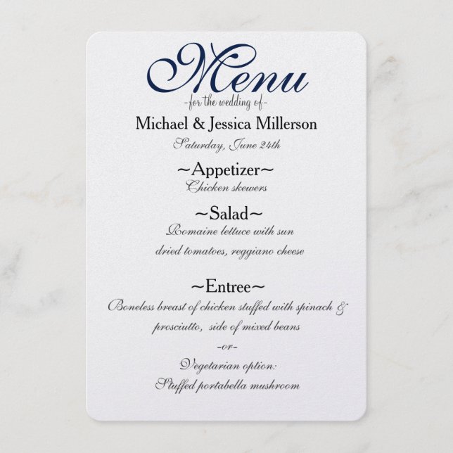 Night Under the Stars Wedding Menu (Front)