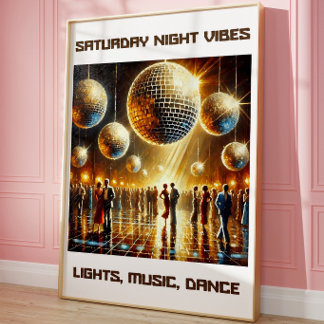 Night Vibes Disco Retro Dance Floor Wall Poster