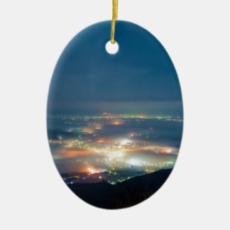 Night View Aso Night Sea Of Clouds Japan Kumamoto Ceramic Tree Decoration