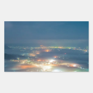 Night View Aso Night Sea Of Clouds Japan Kumamoto Rectangular Sticker