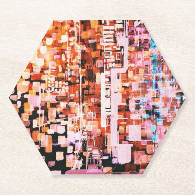 Night-view from Flight Sticker Paper Coaster (Front)