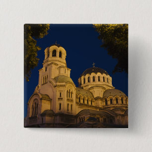 Night view of Alexander Nevski Cathedral 15 Cm Square Badge