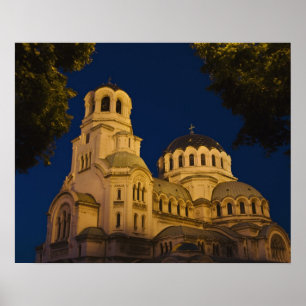 Night view of Alexander Nevski Cathedral Poster