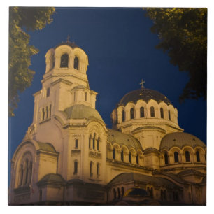 Night view of Alexander Nevski Cathedral Tile
