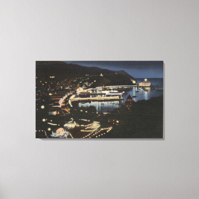 Night View of Avalon Bay Canvas Print (Front)