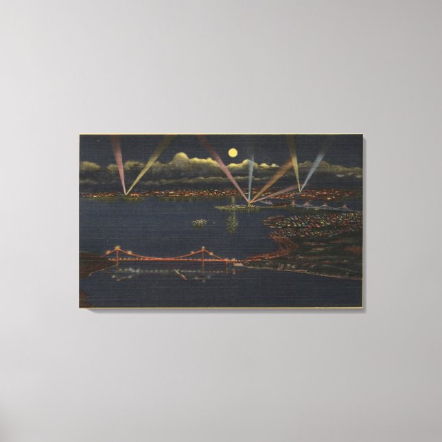 Night View of Bay Metropolitan Area Canvas Print (Front)