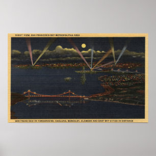 Night View of Bay Metropolitan Area Poster
