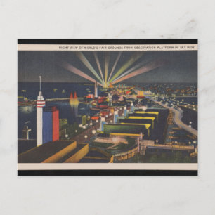 Night View of Chicago World Fair in 1933 Postcard