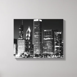 Night view of Chicago's famous cityscape Canvas Print